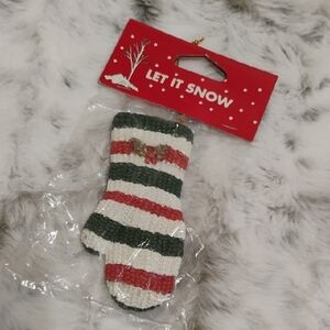 Festive Striped Christmas Glove Hanging Ornament